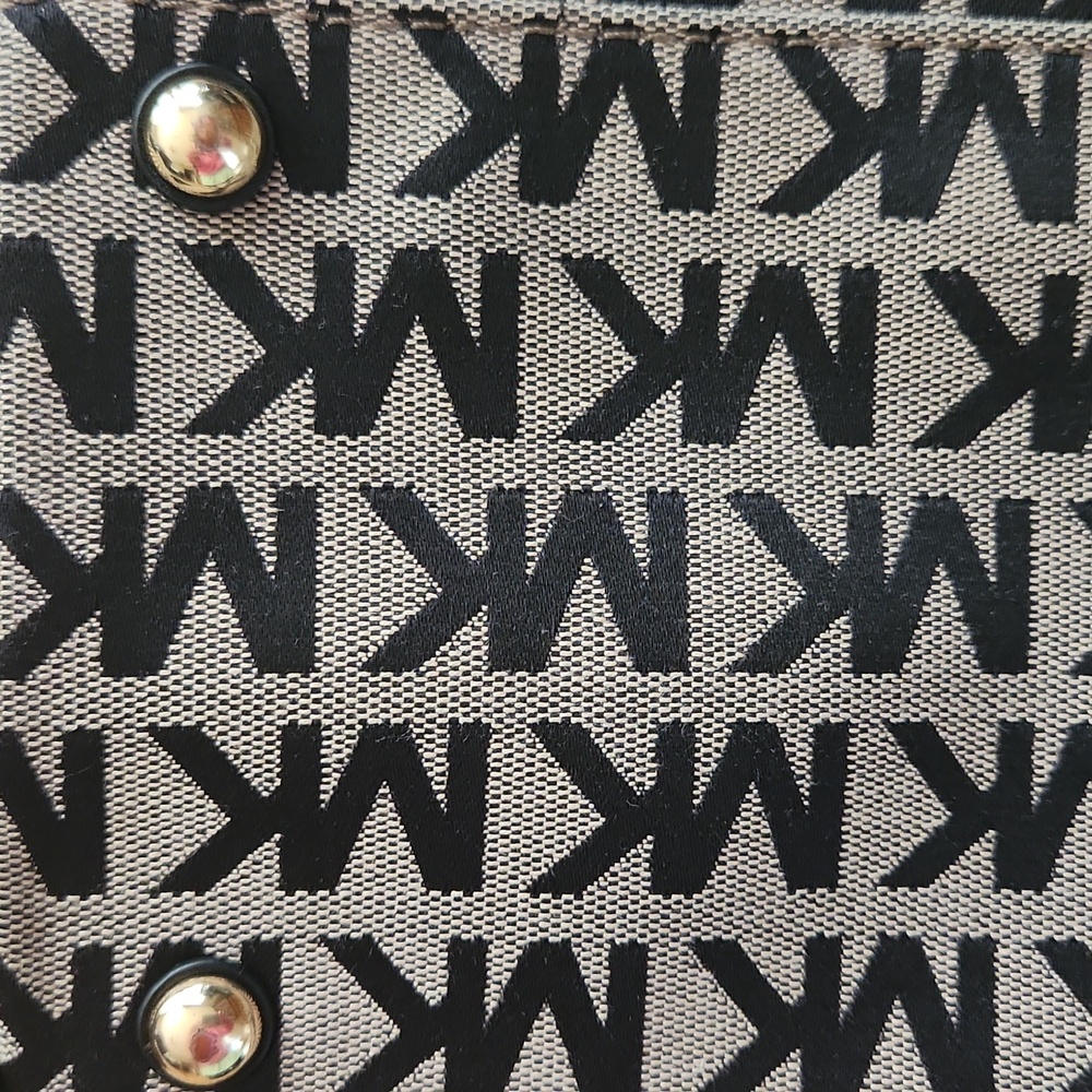 Michael Kors Black and Tan MK Pattern Satchel - Picture 9 of 10
